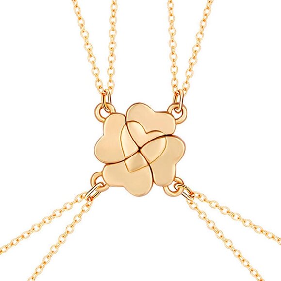 BFF Best Friend Four Leaf Clover Necklace Best Friend Sister 4 Pcs Gold Silver H - Picture 1 of 7